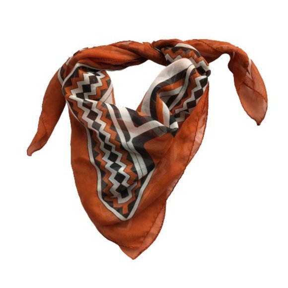 Vintage Burnt Orange Black Sheer Tribal Scarf - Picture 6 of 14
